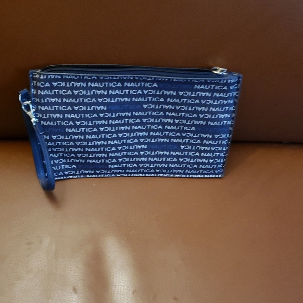 Nautica Navy and White Logo Wristlet Pouch